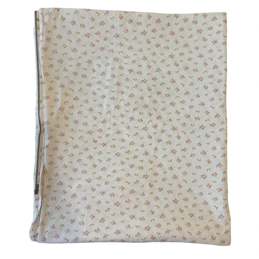 Vintage Hand Crafted Duvet Cover Antique Rose Cottagecore Floral Pink Blue White